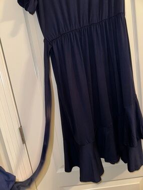 Amazon Navy Blue Midi Dress with Tie Waist